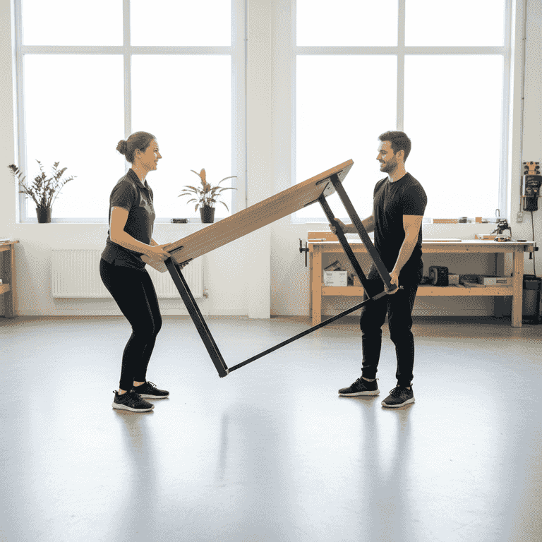 Flip and calibrate the desk