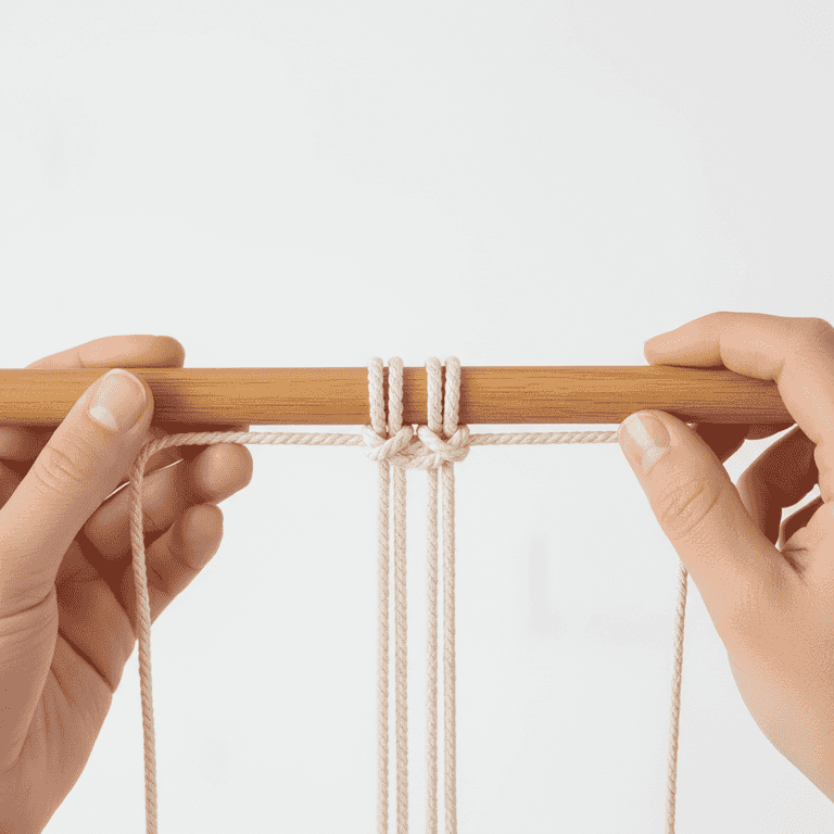 Tie rows of Square Knots