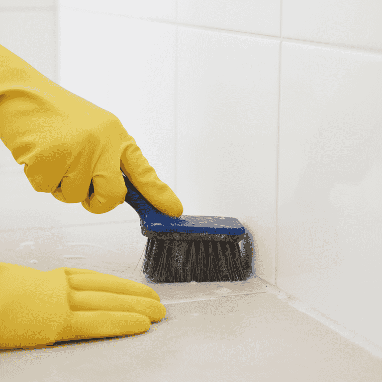 Scrub the grout lines