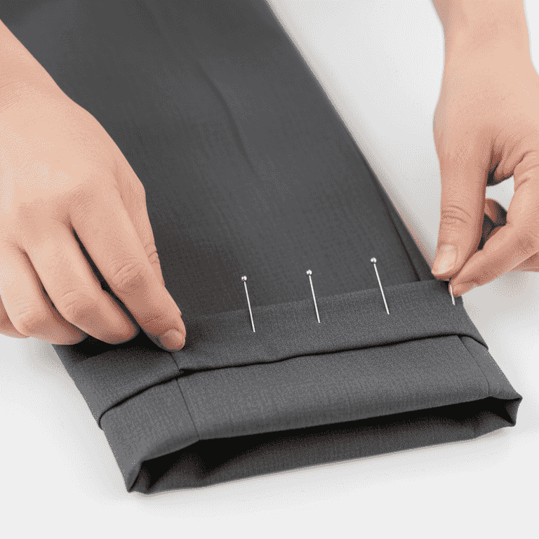 Secure the hem with pins