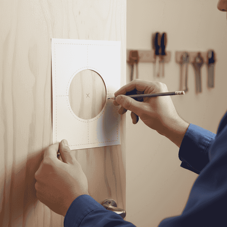 Mark the door for the deadbolt