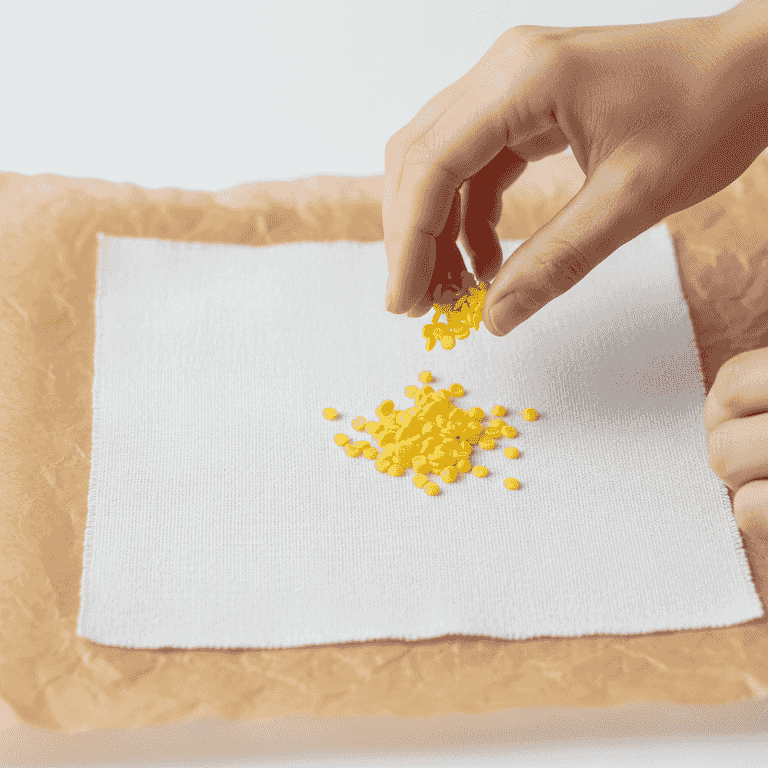 Arrange fabric and wax