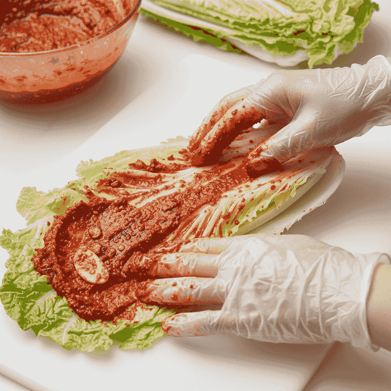 Apply paste to cabbage