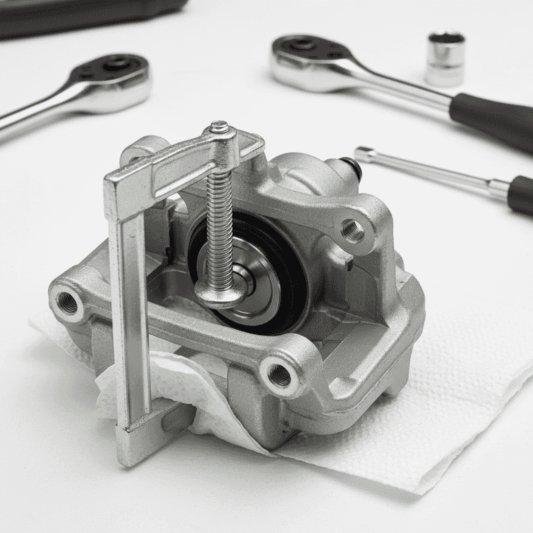 Compress the caliper piston